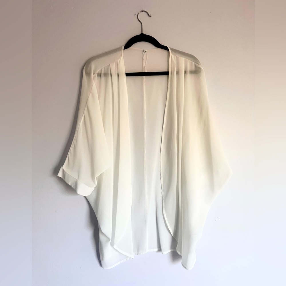 Women's Sheer Kimono Cardigan Draped Open Front Beach Summer Cover Up Blouse Top